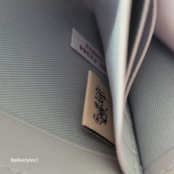 COACH Slim Accordion Smooth Leather Zip-Around Wallet – Grey Blue color ⭐ - Picture 15 of 16